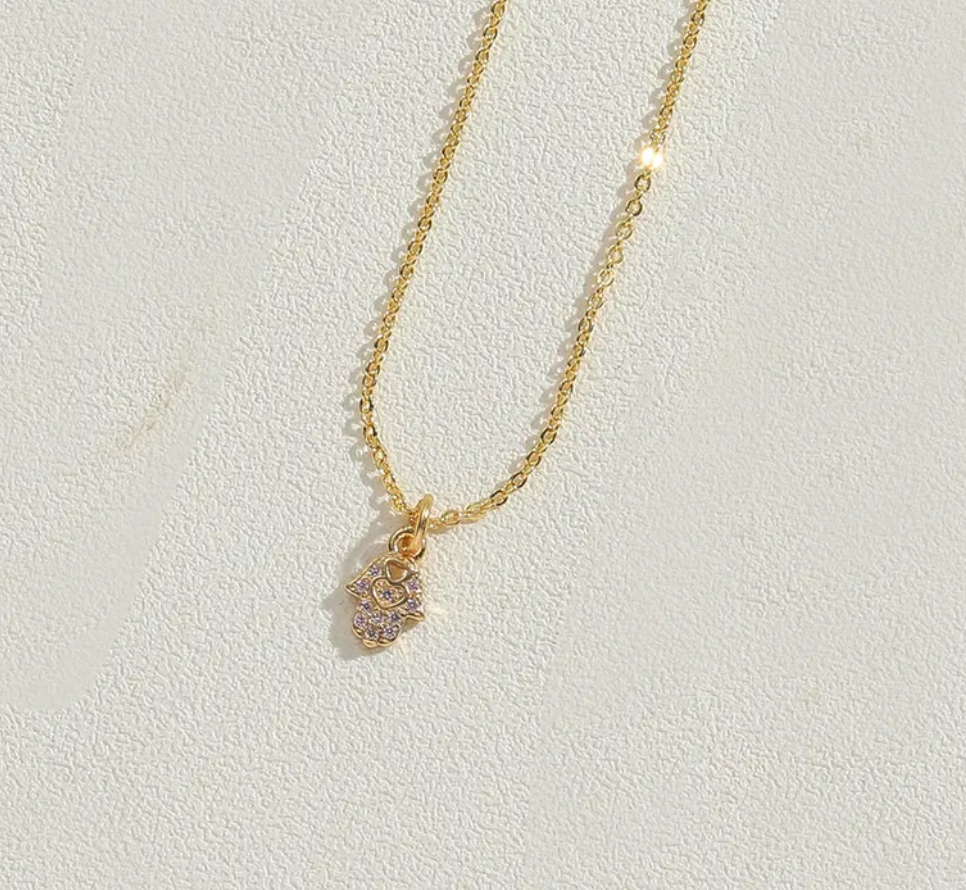 Tiny Hamsa Hand Necklace