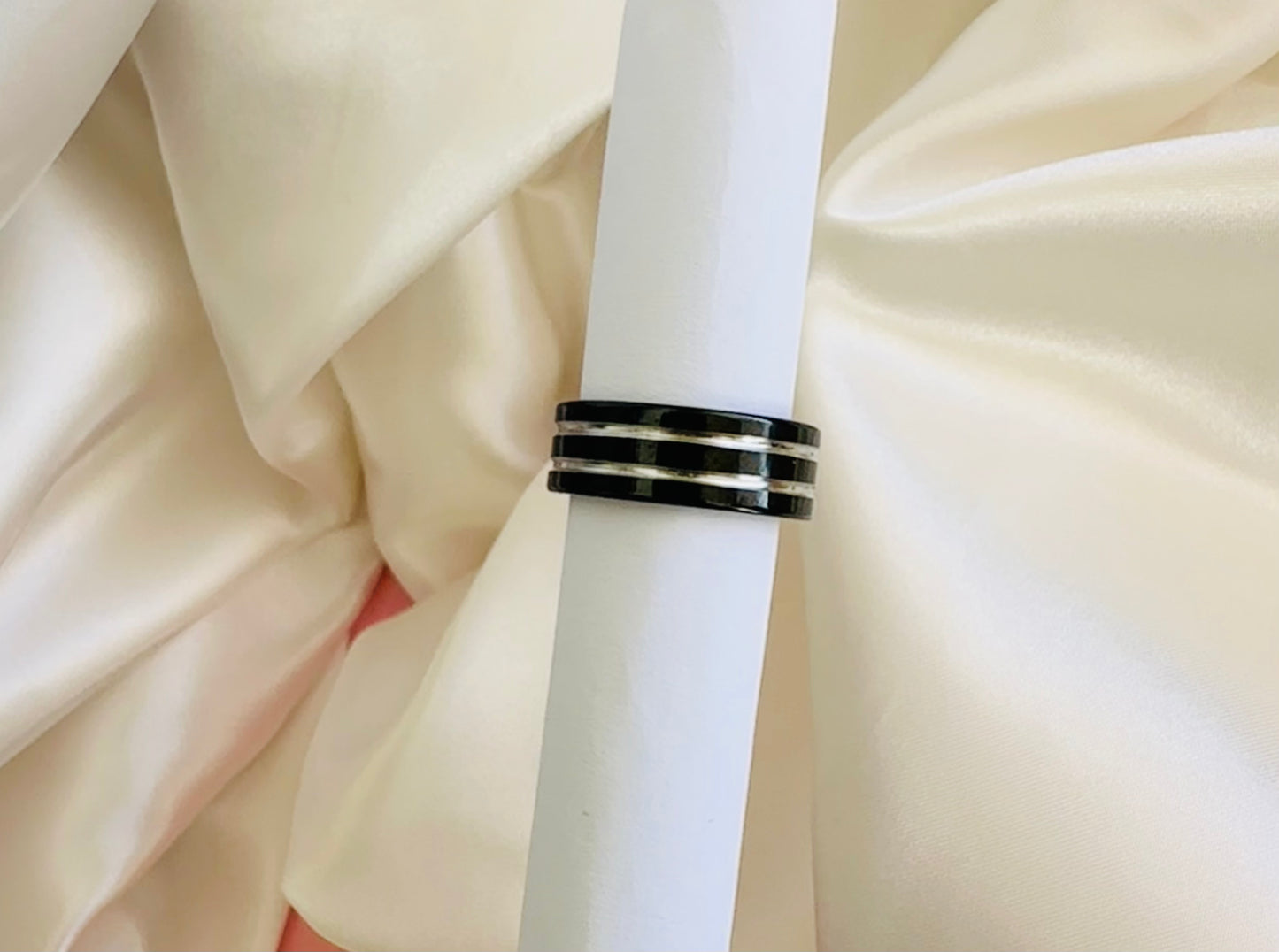 Men Black and Silver Ring