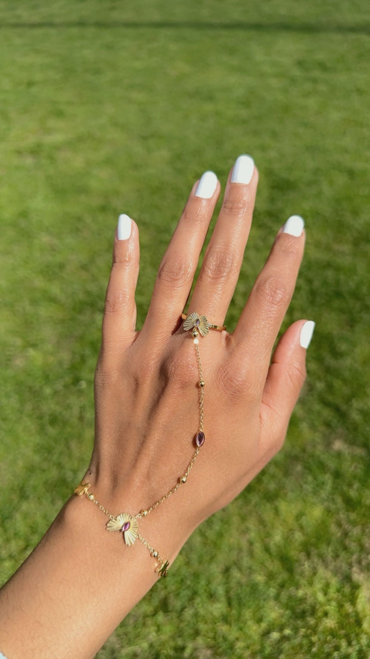 Pink Butterfly Hand Chain