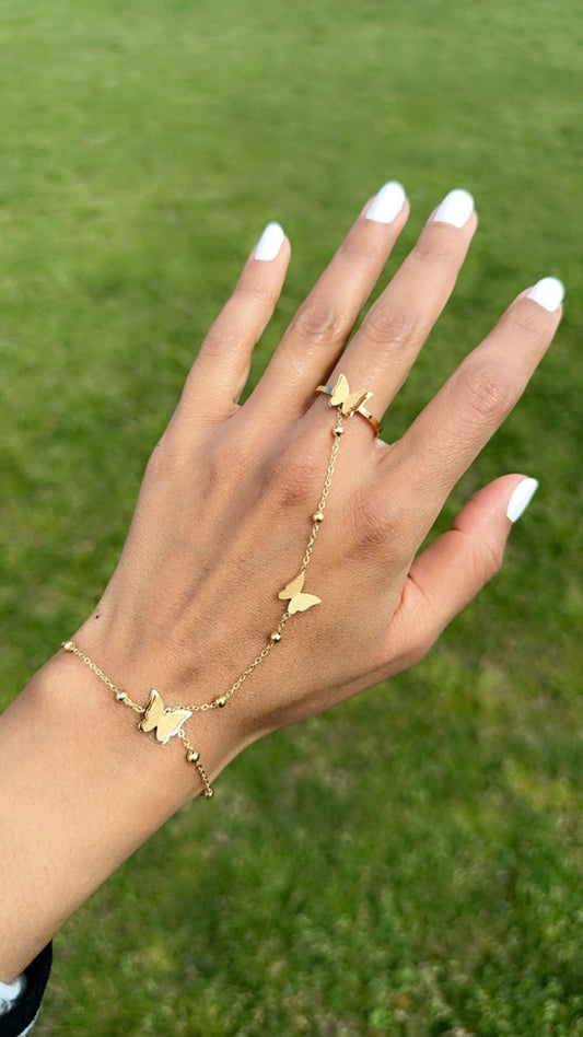 Gold Butterfly Hand Chain